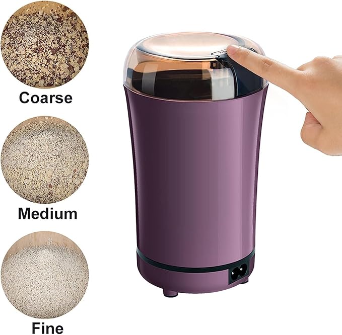 Electric stainless steel nut and grain grinder, portable coffee bean, flavoring, and spice powder grinder - Image 5