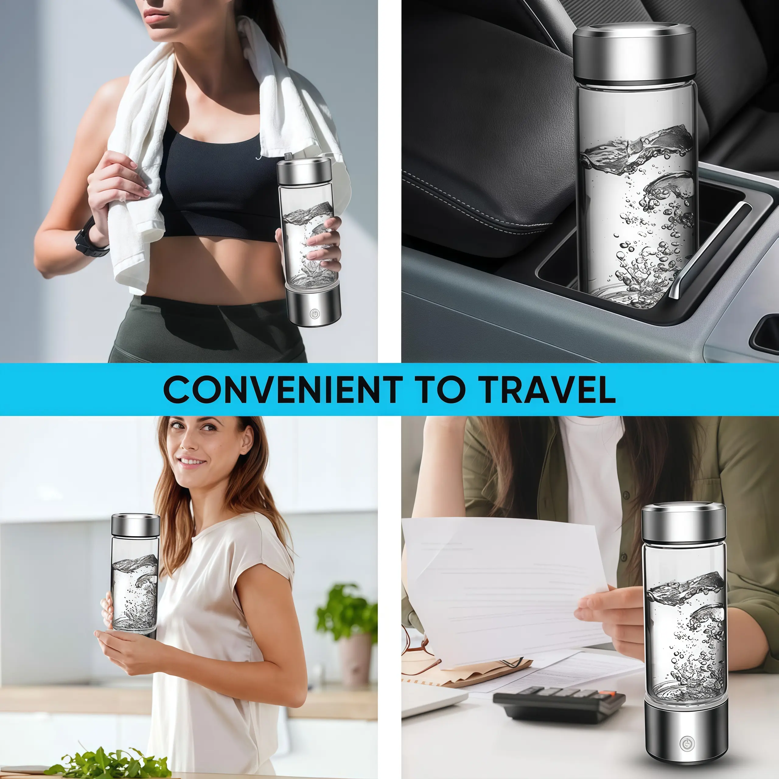 Portable USB Hydrogenated Water Generator Bottle 420ml SPE/PEM (White) | SPE/PEM Technology, For Home and Office Use, Travel, Physical Activities, USB Connection - Image 4