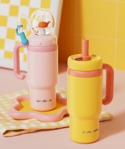 24oz Stainless Steel Whale Fountain Tumbler with Handle – Two Lids, with Fun Fountain Effect, Insulated Whale Water Bottle with Handle, drinking cup with whale squirt for Kids, Teens, and Adults