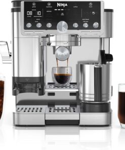 Ninja Luxe Café Pro Series, Espresso Machine, Drip Coffee, Cold Brew, Hot Water, Integrated Tamper, Built-in Grinder, Hands-Free Frother for Cappuccinos, Lattes, Americanos, Dairy or Non-Dairy, ES701