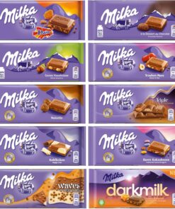 Milka Chocolate Assortment, Pack of 10 Tablets, Random Selection of 10 Different Flavors, Alpine Milk Chocolate