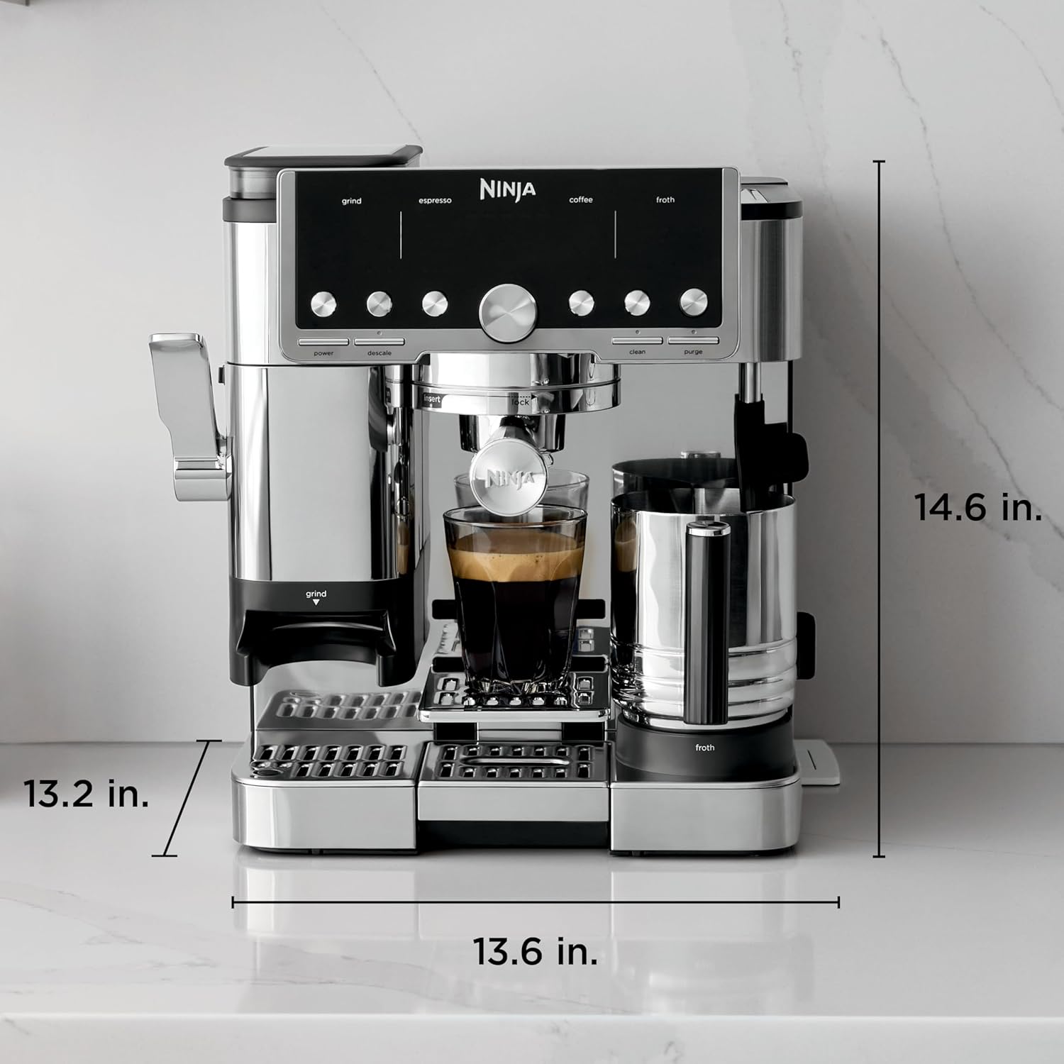 Ninja Luxe Café Pro Series, Espresso Machine, Drip Coffee, Cold Brew, Hot Water, Integrated Tamper, Built-in Grinder, Hands-Free Frother for Cappuccinos, Lattes, Americanos, Dairy or Non-Dairy, ES701 - Image 2
