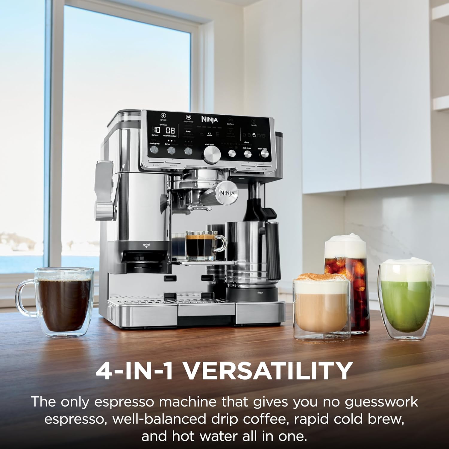 Ninja Luxe Café Pro Series, Espresso Machine, Drip Coffee, Cold Brew, Hot Water, Integrated Tamper, Built-in Grinder, Hands-Free Frother for Cappuccinos, Lattes, Americanos, Dairy or Non-Dairy, ES701 - Image 4