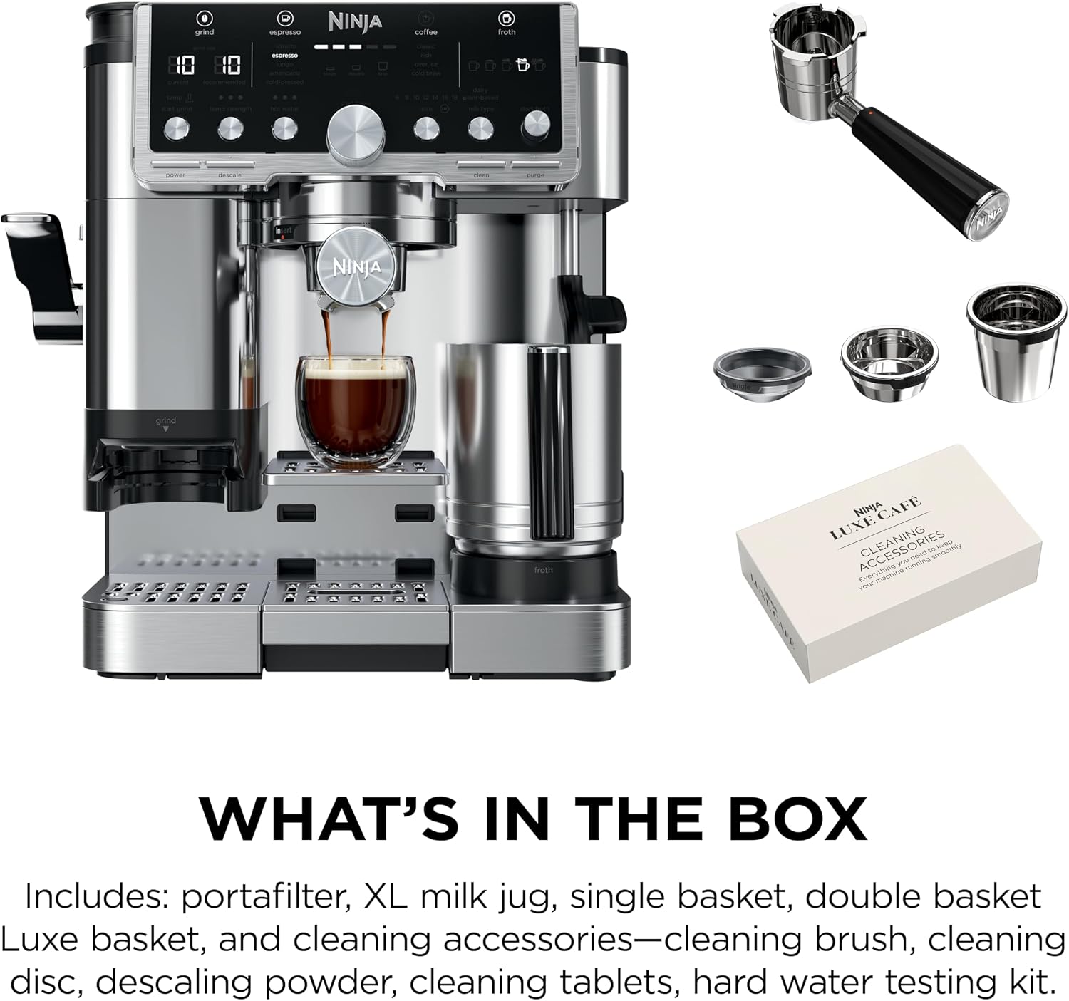 Ninja Luxe Café Pro Series, Espresso Machine, Drip Coffee, Cold Brew, Hot Water, Integrated Tamper, Built-in Grinder, Hands-Free Frother for Cappuccinos, Lattes, Americanos, Dairy or Non-Dairy, ES701 - Image 12