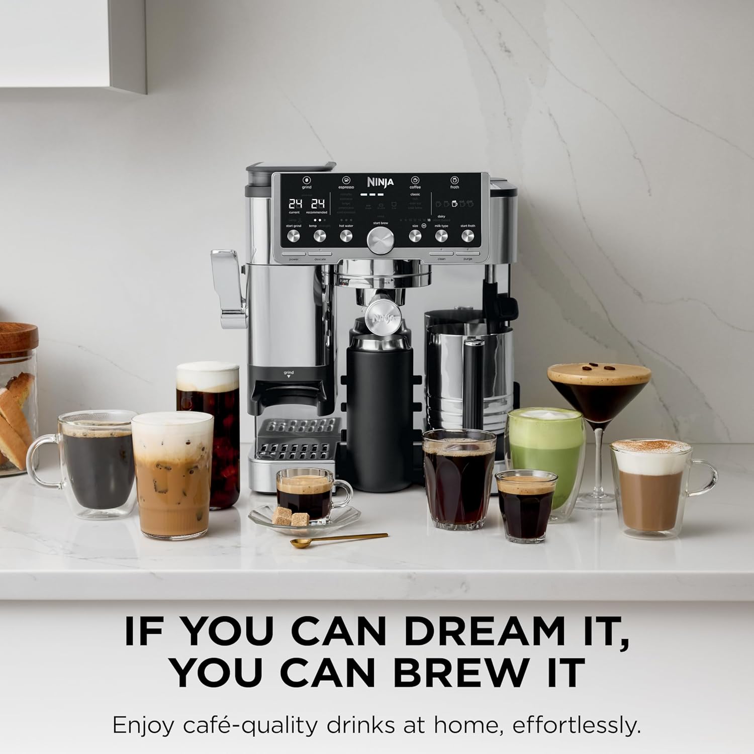 Ninja Luxe Café Pro Series, Espresso Machine, Drip Coffee, Cold Brew, Hot Water, Integrated Tamper, Built-in Grinder, Hands-Free Frother for Cappuccinos, Lattes, Americanos, Dairy or Non-Dairy, ES701 - Image 11